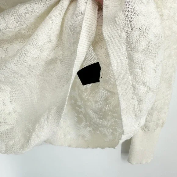 Rag & Bone Perry Lace Top Long Sleeve Semi Sheer Floral Jacquard Sweater White - Picture 10 of 16